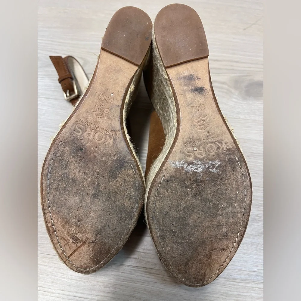 Michael Kors Brown Suede Platform Wedge Sandal size 9.5